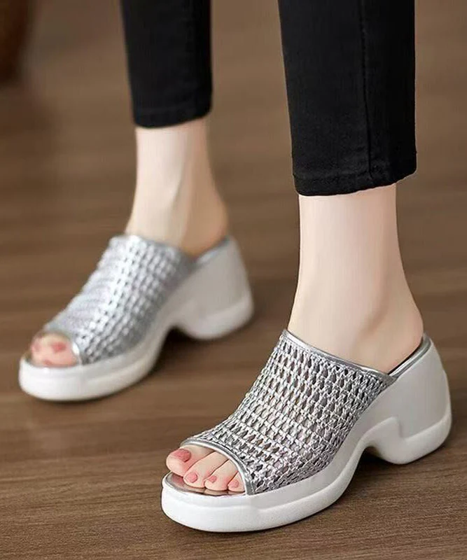 Hollow Out Platform Shoes For Women Slide Sandals - Image 3