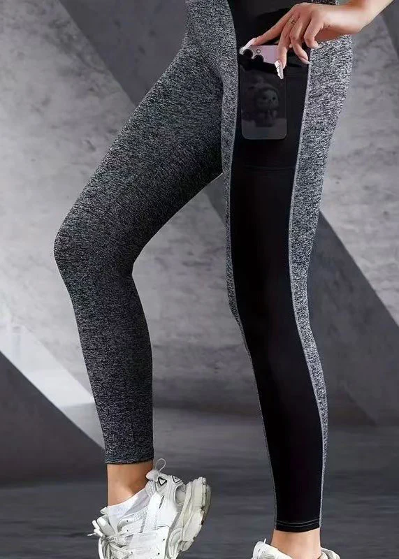 Ignite Grey Butt Scrunch Mesh Panel Leggings Patchwork Capri Running Leggings - Image 2
