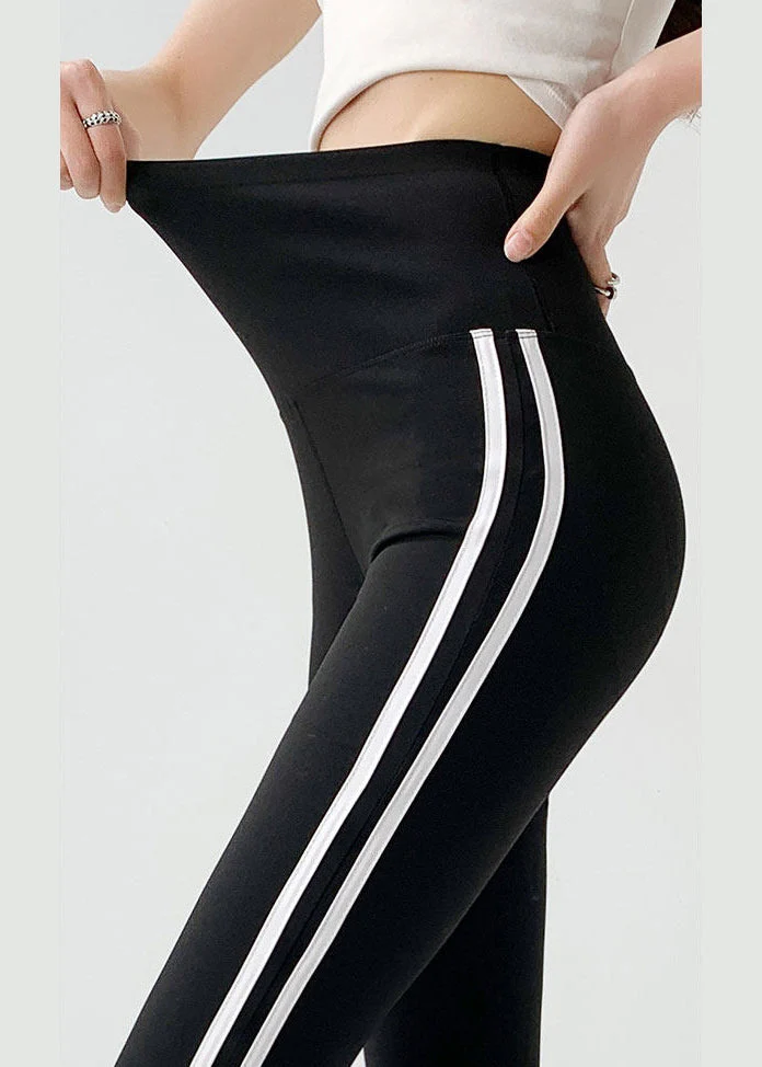 Impact Black High Waist Striped Flare Leggings - Image 4