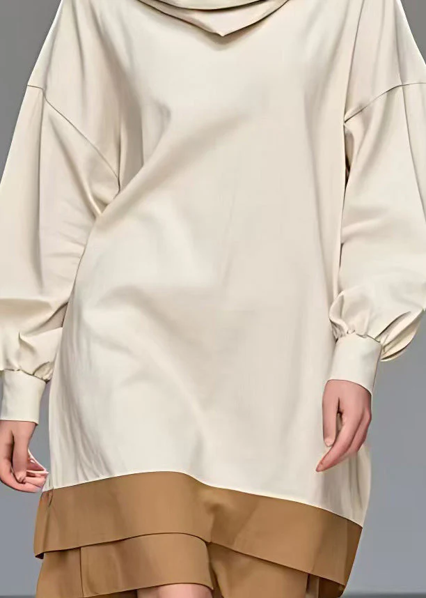 Italian Beige Patchwork Party Mid Dress Fall - Image 4