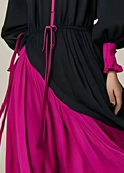 Italian Black Cinched Patchwork Exra Large Hem Cotton Holiday Dress Spring - Image 4