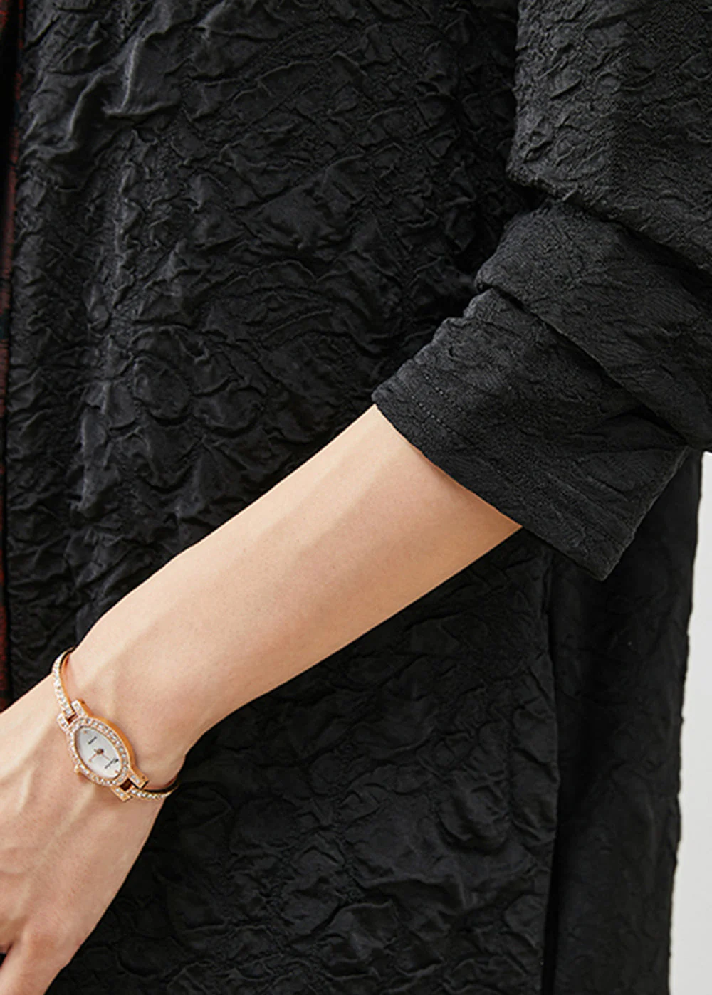 Italian Black Shawl Collar Wrinkled Cotton Dresses Fall - Image 5