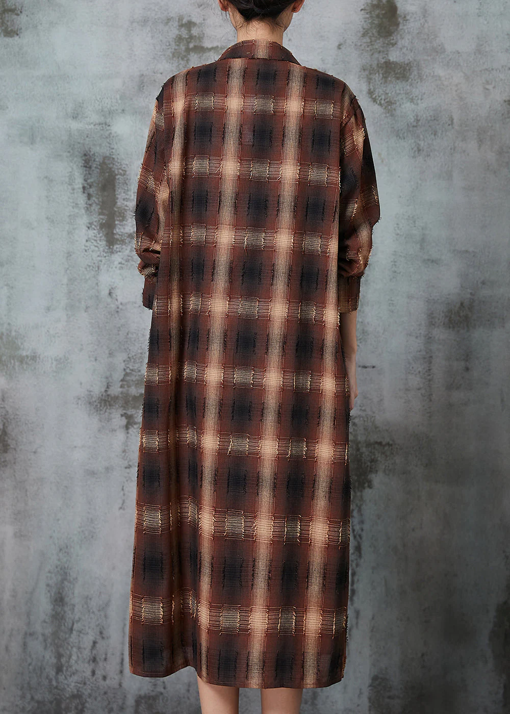 Italian Brown Oversized Cotton Shirt Dress Spring - Image 4