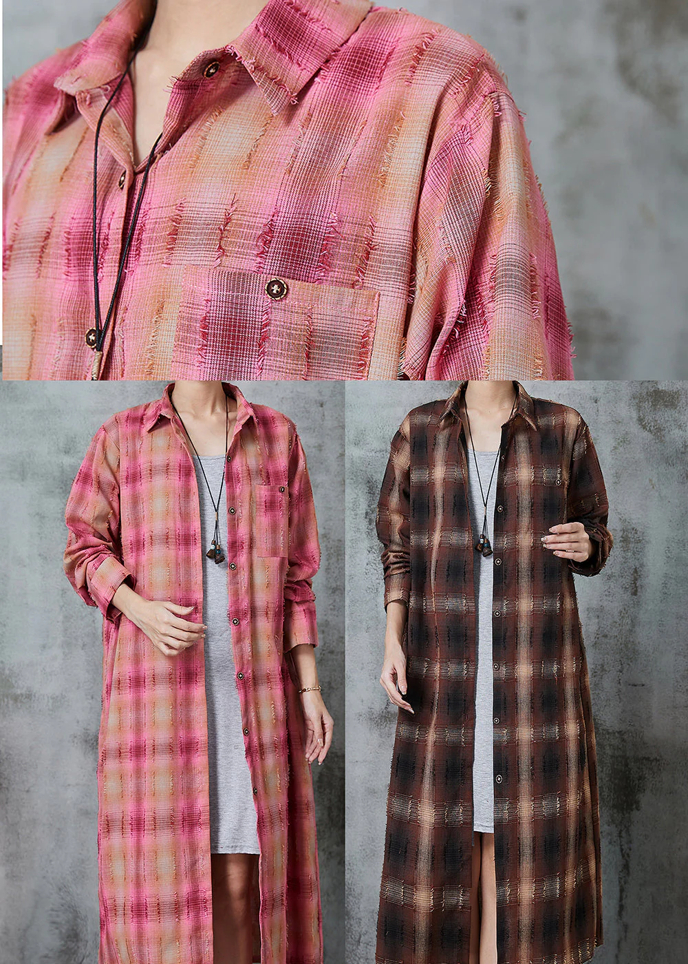 Italian Brown Oversized Cotton Shirt Dress Spring - Image 5