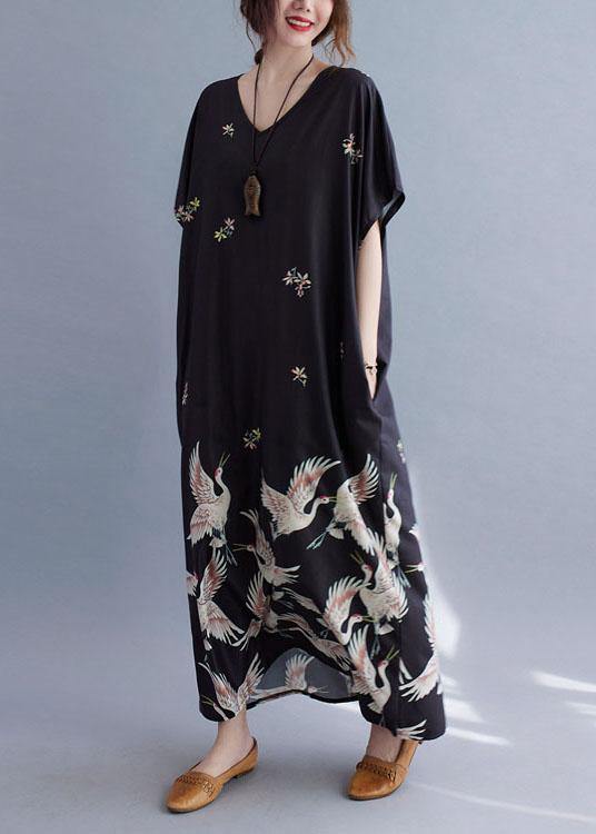 Italian Green flowers V Neck Pockets Print Summer Holiday Dress Short Sleeve - Image 7