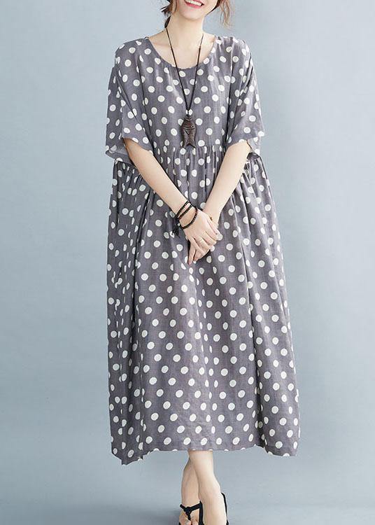Italian Grey Dot Patchwork Summer Party Dresses - Image 2