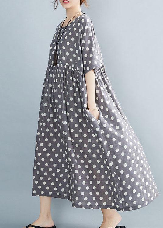 Italian Grey Dot Patchwork Summer Party Dresses - Image 4
