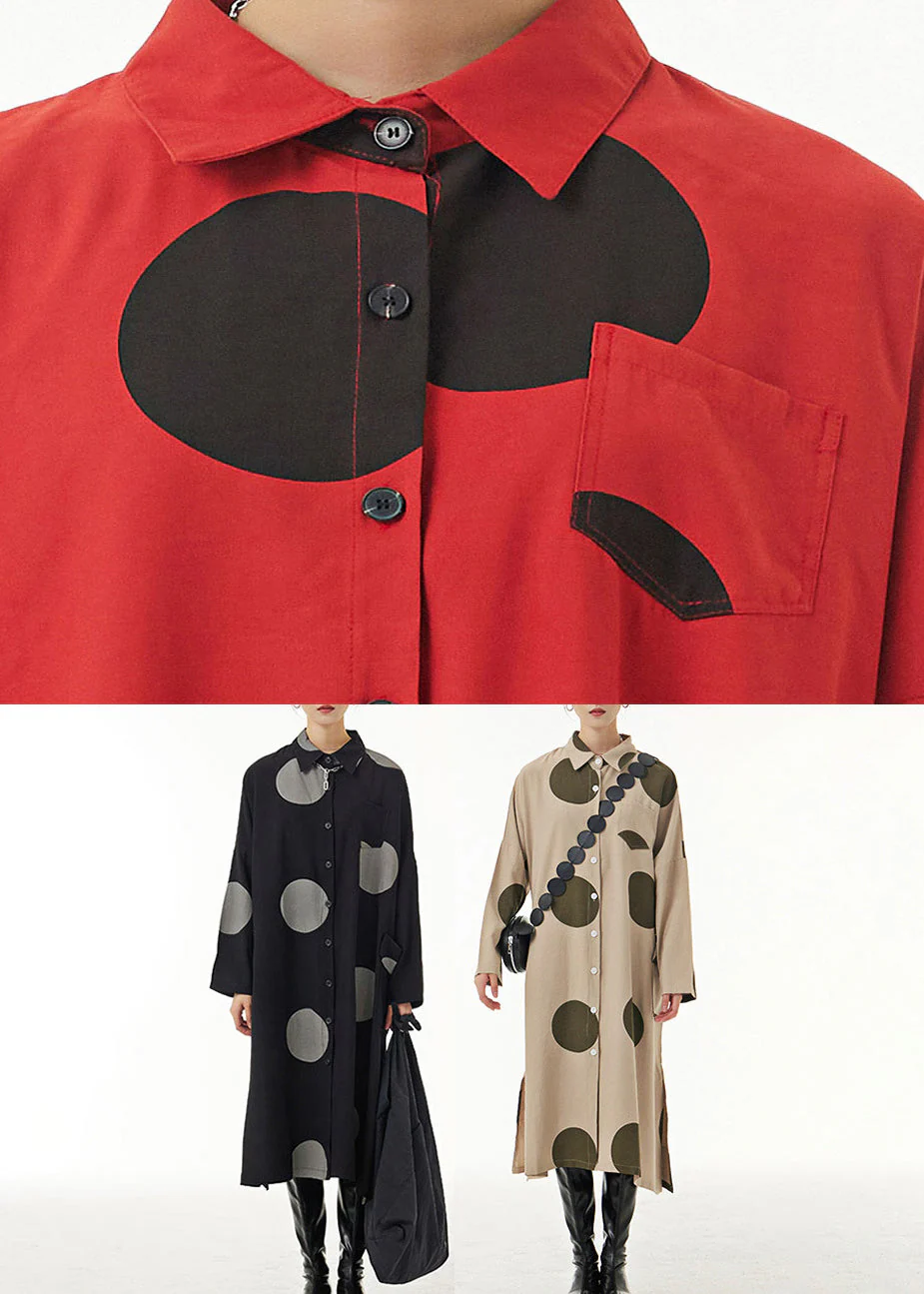 Italian Khaki Asymmetrical Maxi Shirt Dress Long Sleeve - Image 5