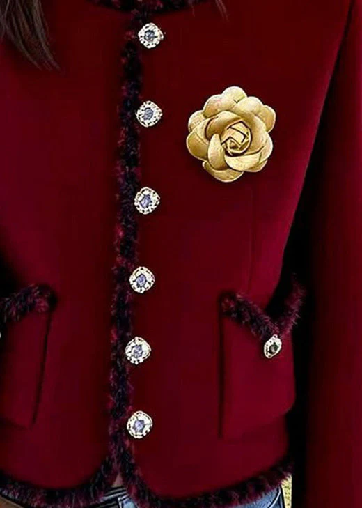 Italian Mulberry O Neck Pockets Floral Cotton Short Coat Spring - Image 5