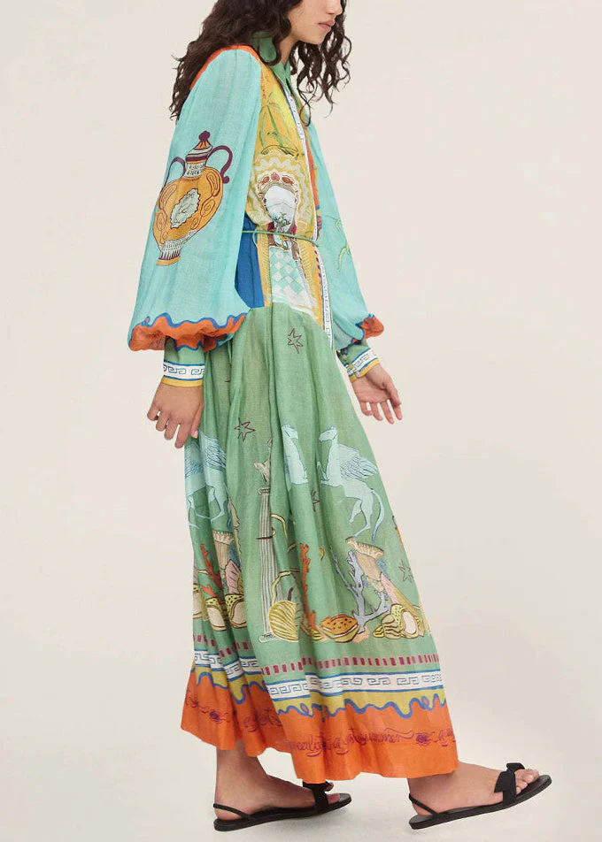 Italian Peter Pan Collar Button Long Shirts Dress Fall - Image 3