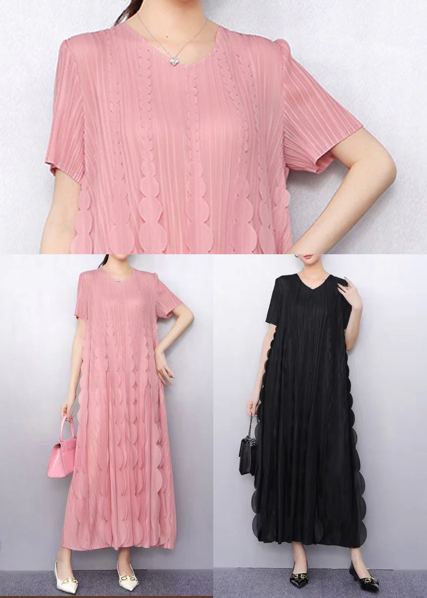Italian Pink Ruffles Chiffon Long Dress Summer - Image 5
