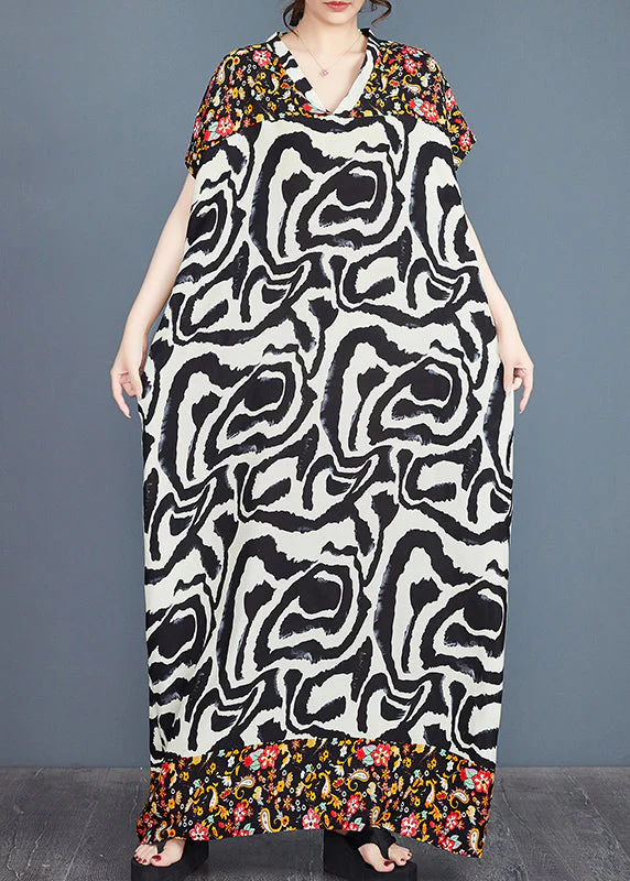 Italian Print Oversized Patchwork Cotton Vacation Dresses Summer - Image 2
