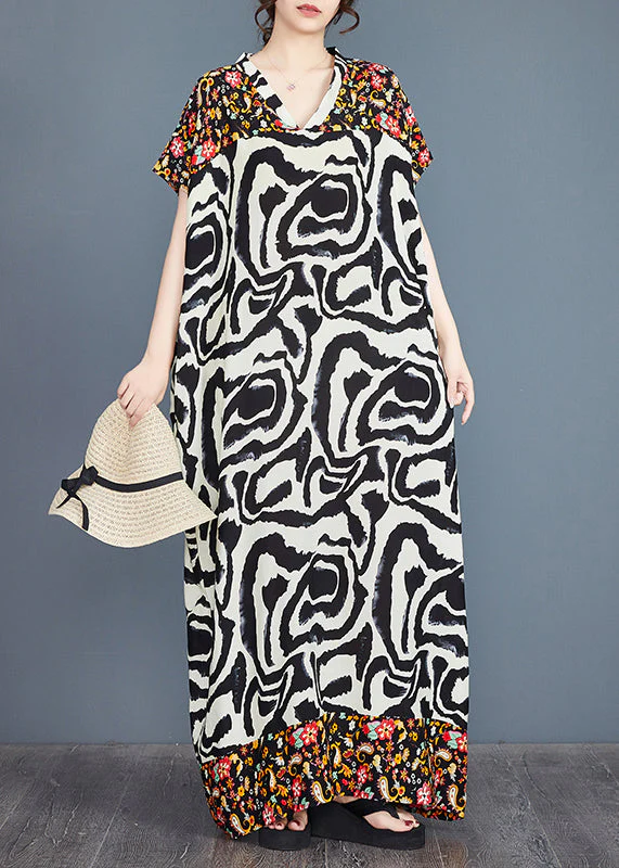 Italian Print Oversized Patchwork Cotton Vacation Dresses Summer - Image 4
