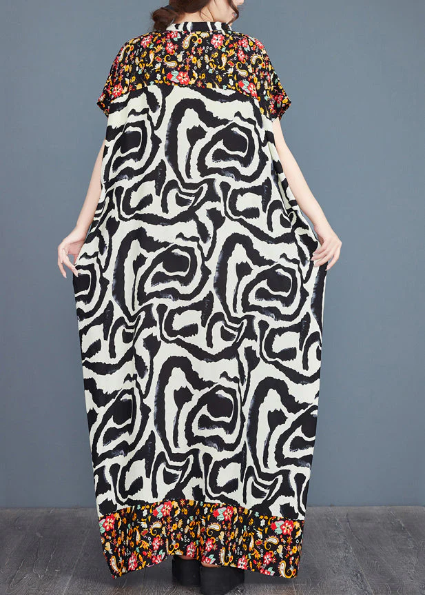 Italian Print Oversized Patchwork Cotton Vacation Dresses Summer - Image 5