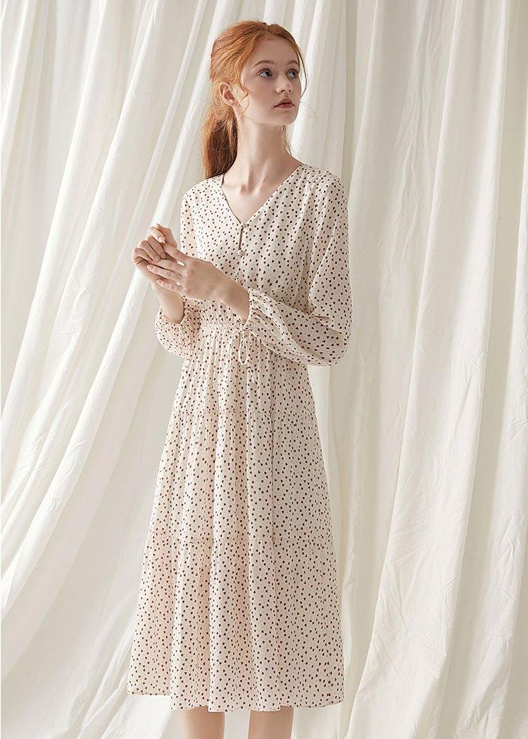 Italian prints blended clothes For Women v neck fall Dress - Image 2