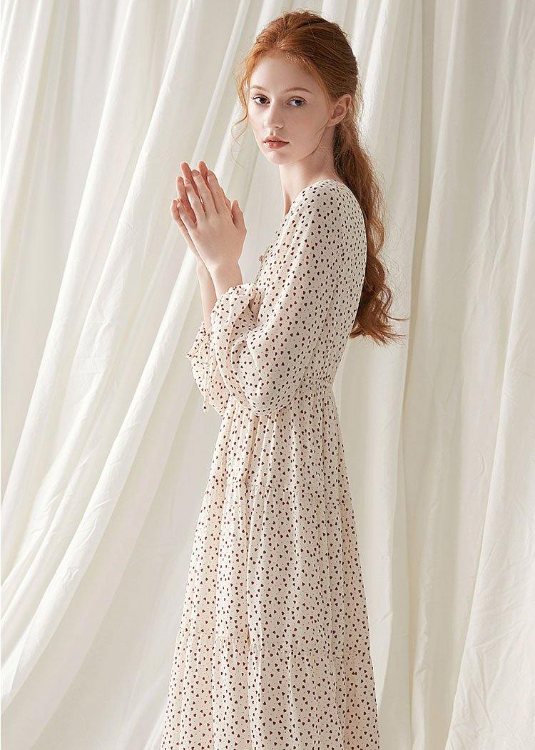 Italian prints blended clothes For Women v neck fall Dress - Image 4