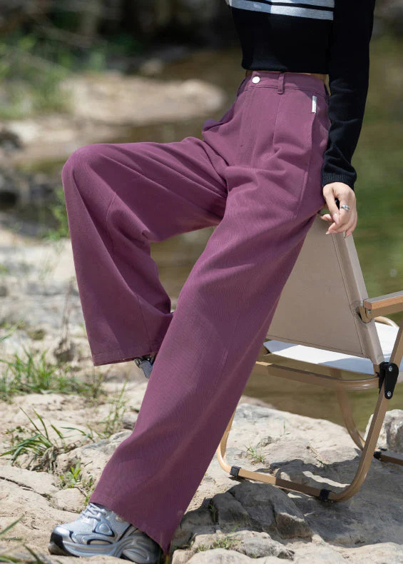 Italian Purple High Waist Denim Straight Pants Spring - Image 2