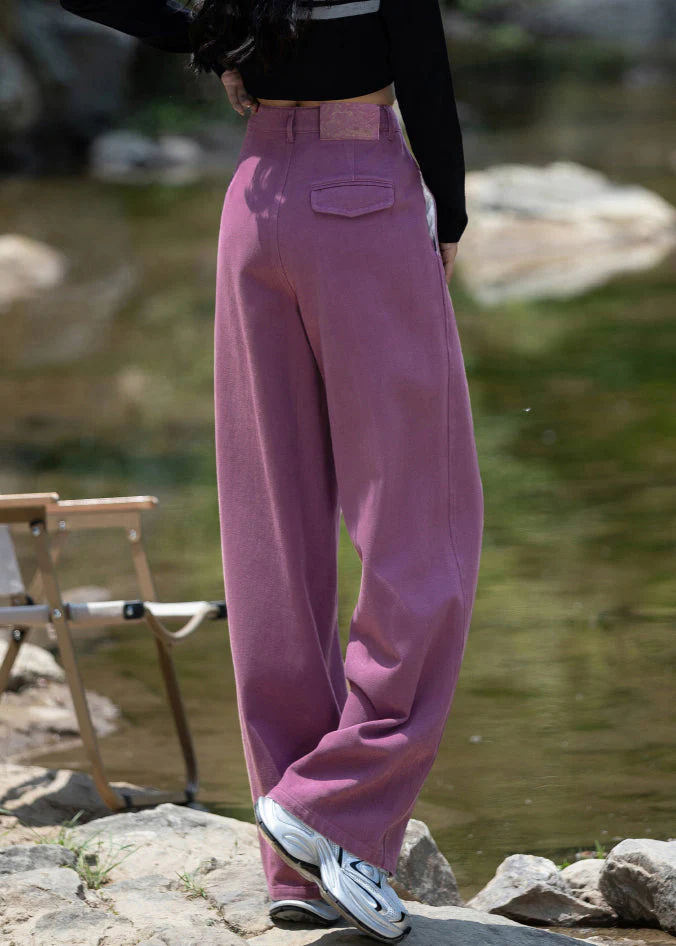 Italian Purple High Waist Denim Straight Pants Spring - Image 5