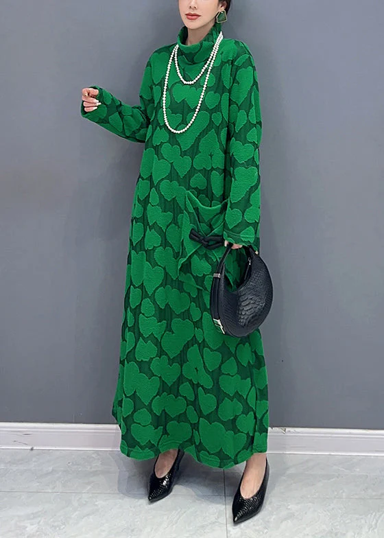 Italian Red Hign Neck Jacquard Patchwork Cotton Dresses Fall - Image 4