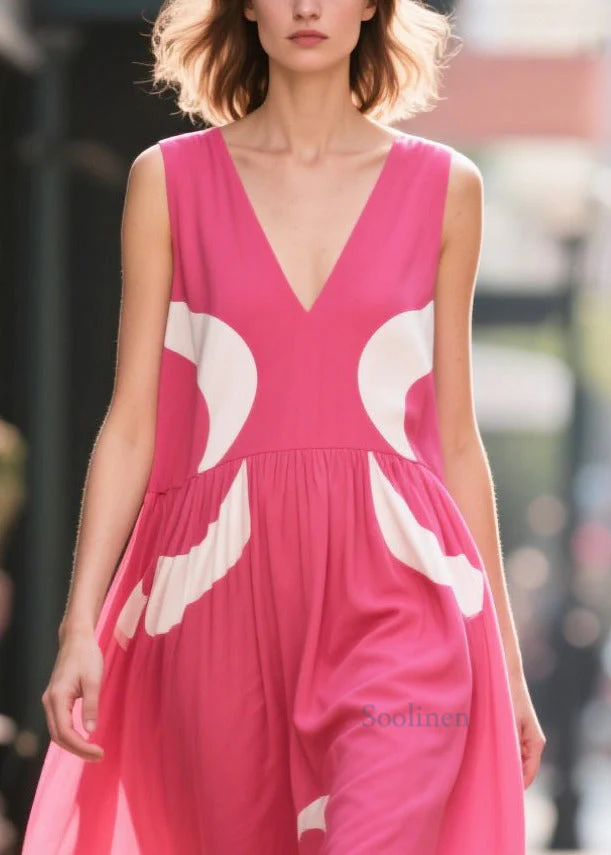 Italian Rose Print Chiffon Maxi Dress Oversized Summer - Image 2