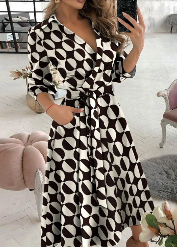 Italian Tie Dye Peter Pan Collar Tie Waist Cotton Dress Fall - Image 2