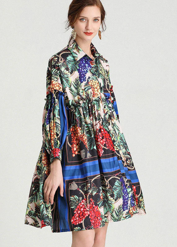 Italian Tropical Zone Amorous Feelings Loose Retro Fall Chiffon Maxi Dresses Long Sleeve - Image 3
