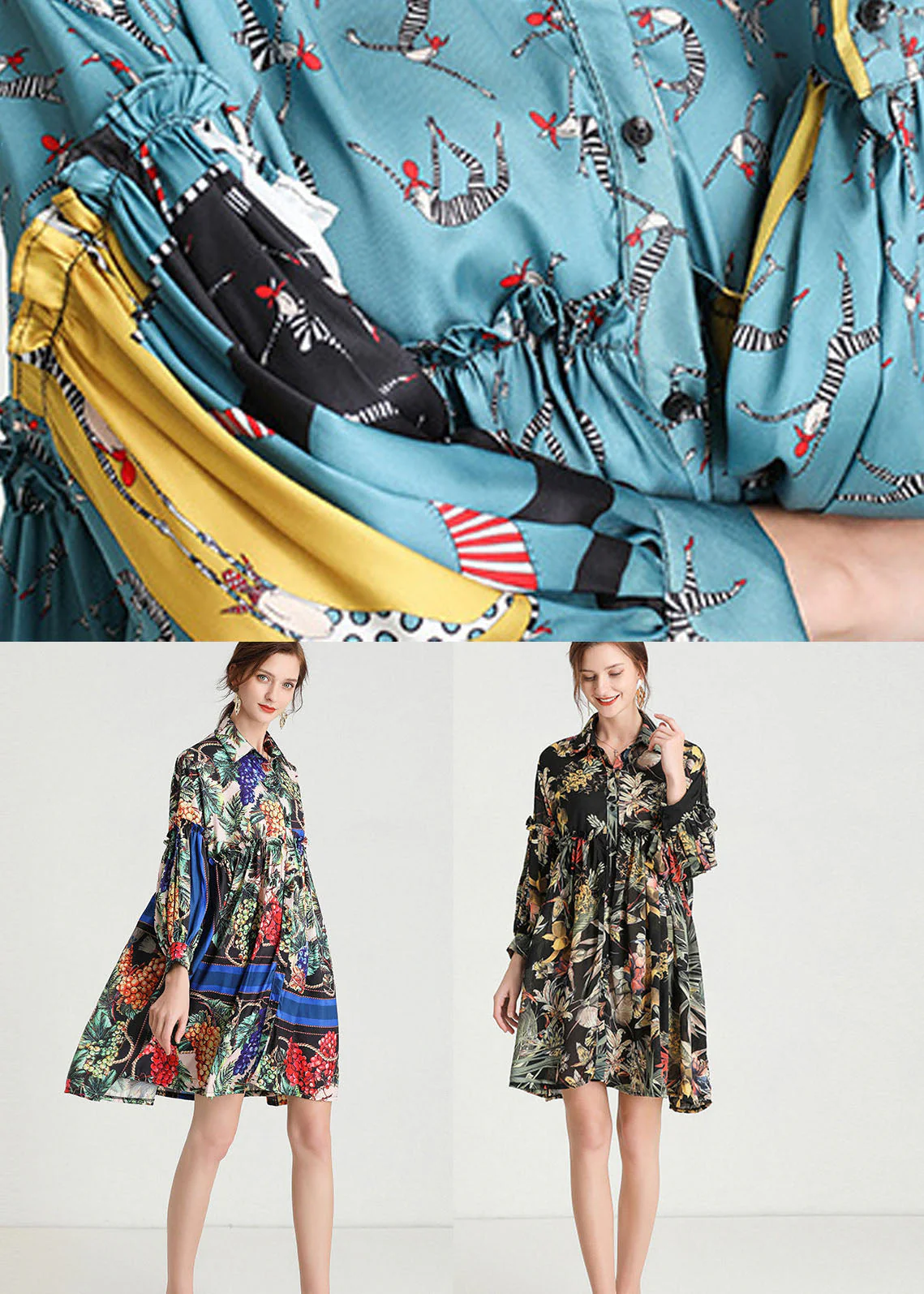 Italian Tropical Zone Amorous Feelings Loose Retro Fall Chiffon Maxi Dresses Long Sleeve - Image 5