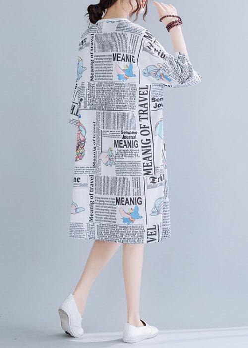 Italian White O-Neck Graphic Summer Vacation Dresses Half Sleeve - Image 4