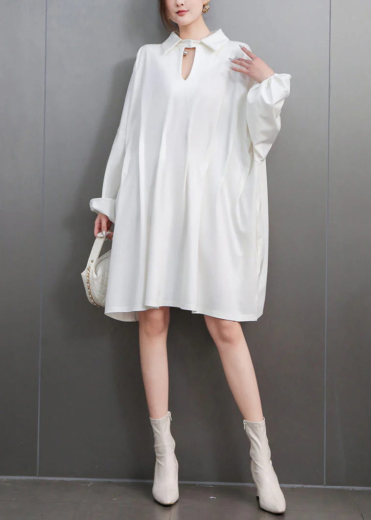 Italian White Oversized Mid Dress Batwing Sleeve - Image 2