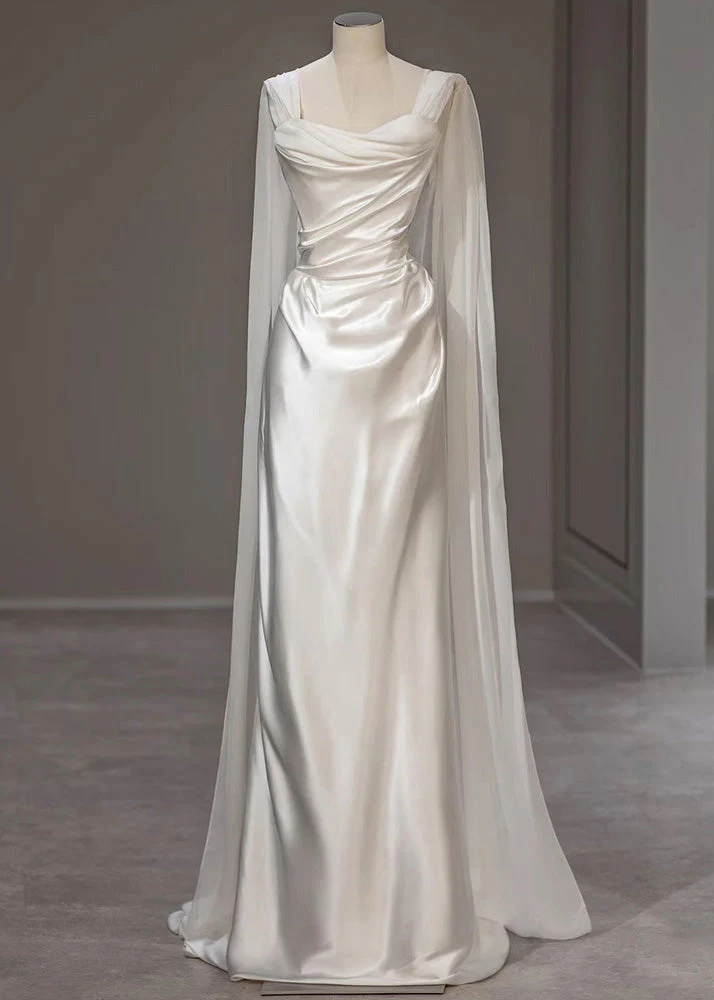 Italian White Wrinkled Solid Silk Party Dress Summer