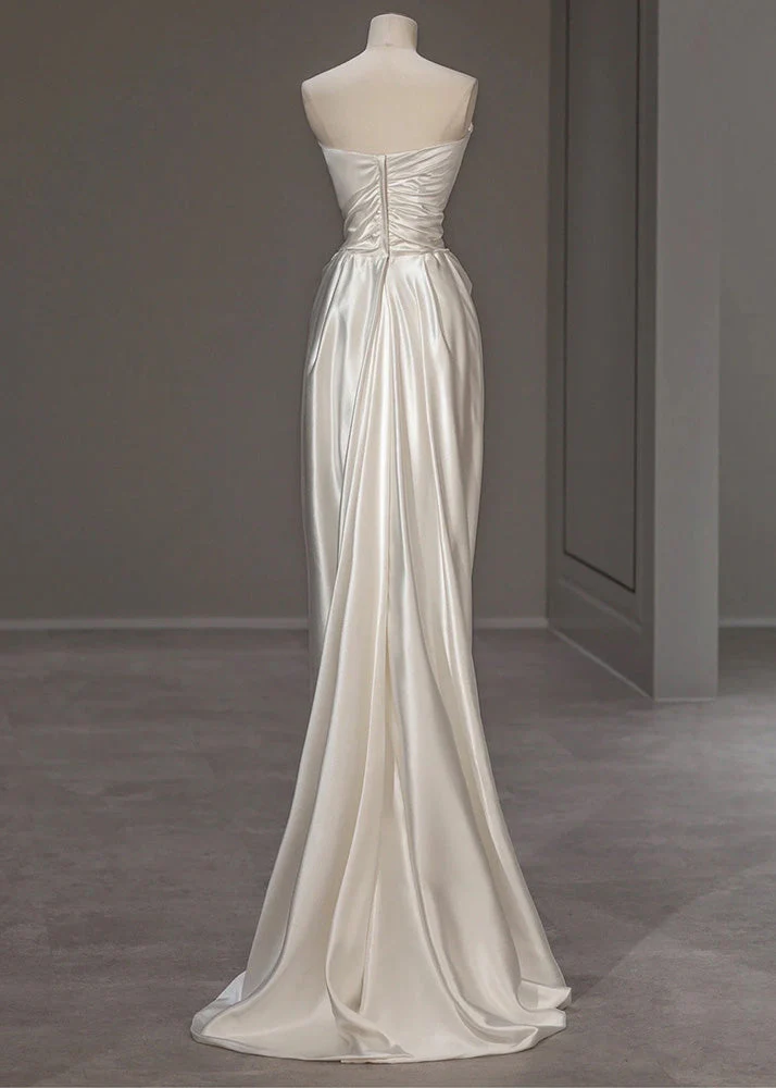 Italian White Wrinkled Solid Silk Party Dress Summer - Image 3