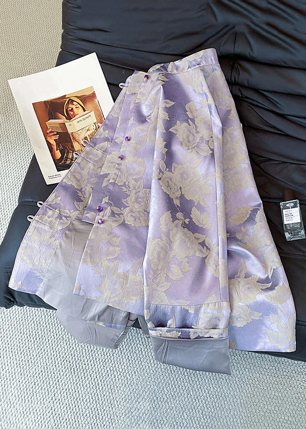 Jacquard Purple Stand Collar Button Silk Coat Fall - Image 3