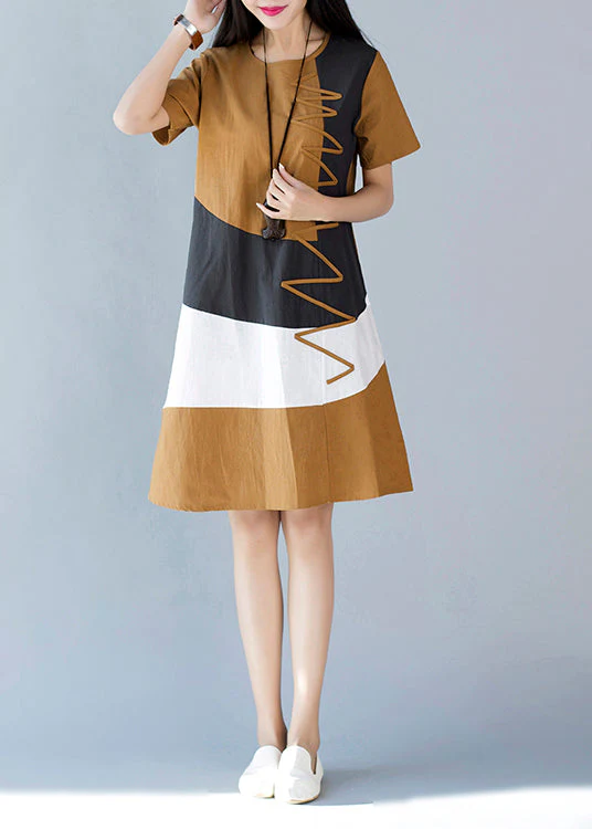 Khaki Cozy Mid Dresses Short Sleeve - Image 2