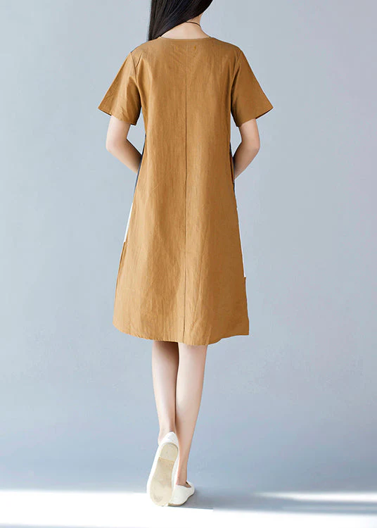 Khaki Cozy Mid Dresses Short Sleeve - Image 4