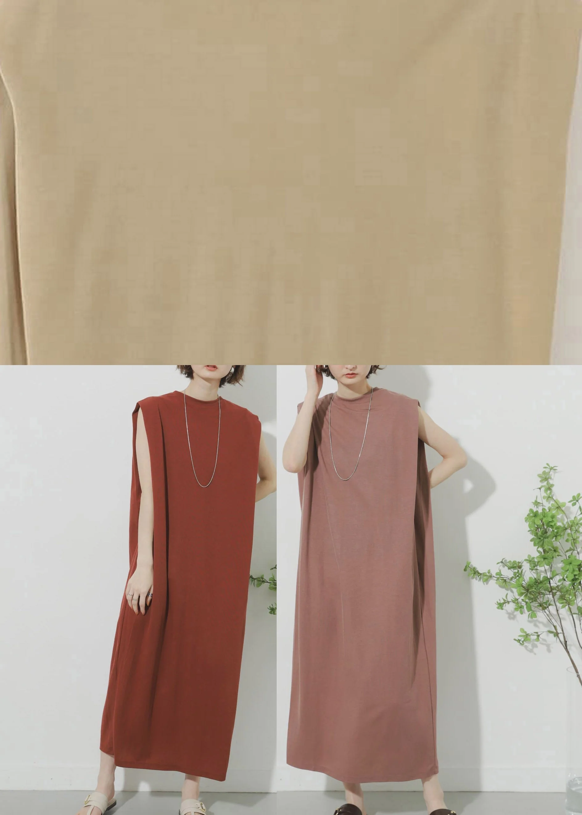 Khaki O-Neck Solid Maxi Dress Summer - Image 5