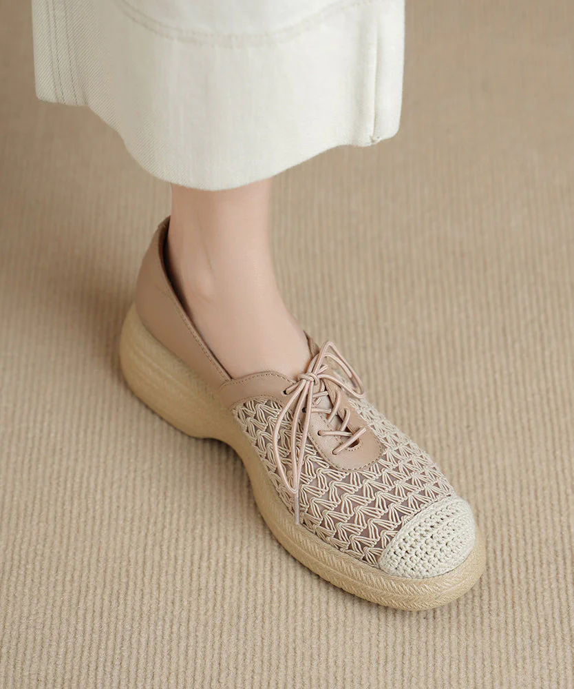Knit Fabric Flat Feet Shoes Cross Strap Splicing Flat Feet Shoes - Image 3
