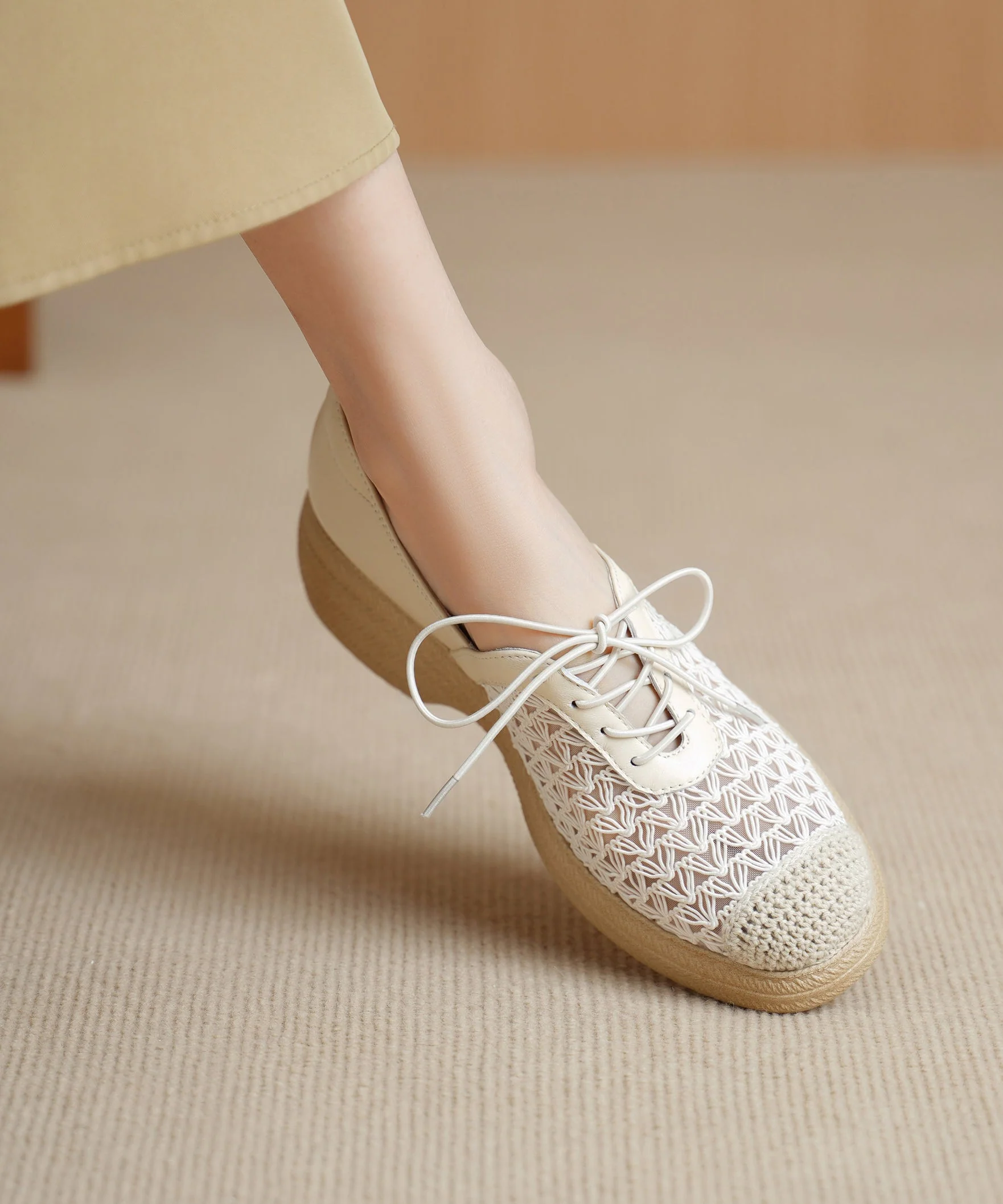 Knit Fabric Flat Feet Shoes Cross Strap Splicing Flat Feet Shoes - Image 4