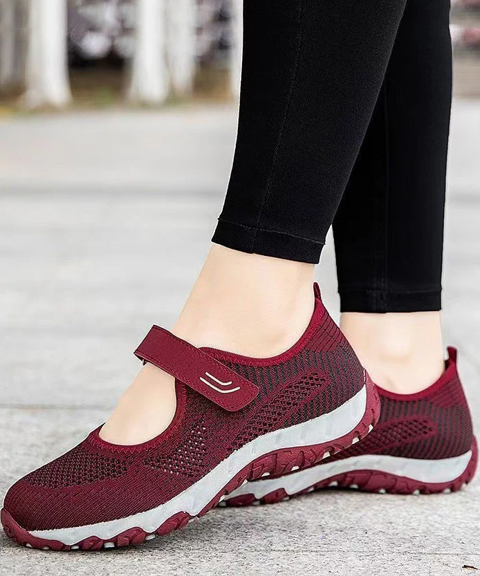 Knit Fabric Flat Shoes Buckle Strap Flats - Image 2