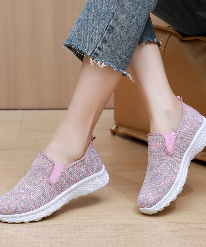 Knit Fabric Flat Shoes For Women Fine Print Flat Shoes - Image 4
