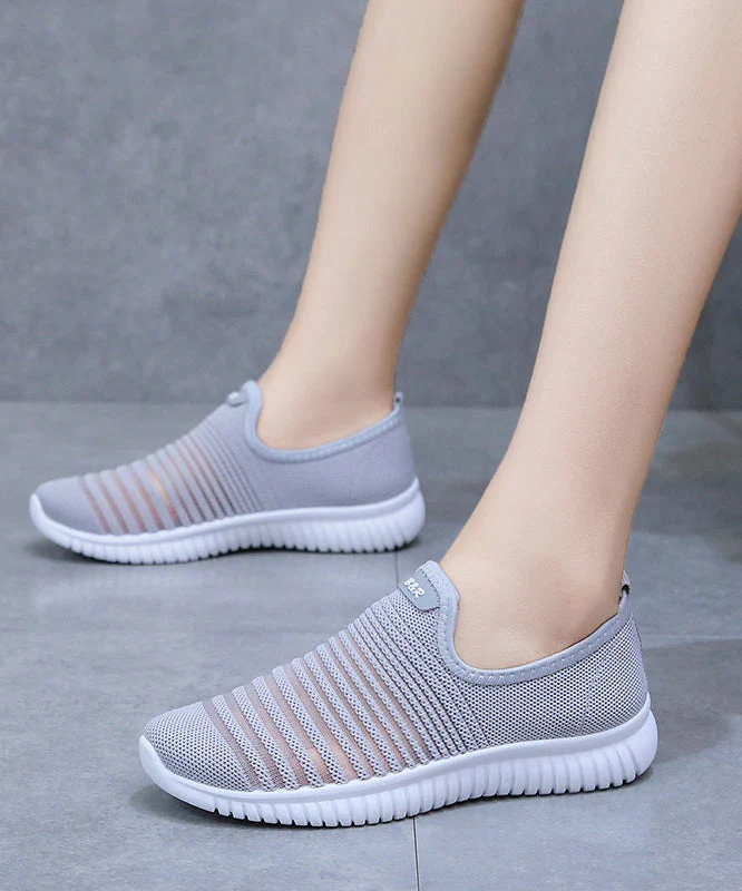 Knit Fabric Flat Shoes For Women Hollow Out Flat Shoes - Image 3