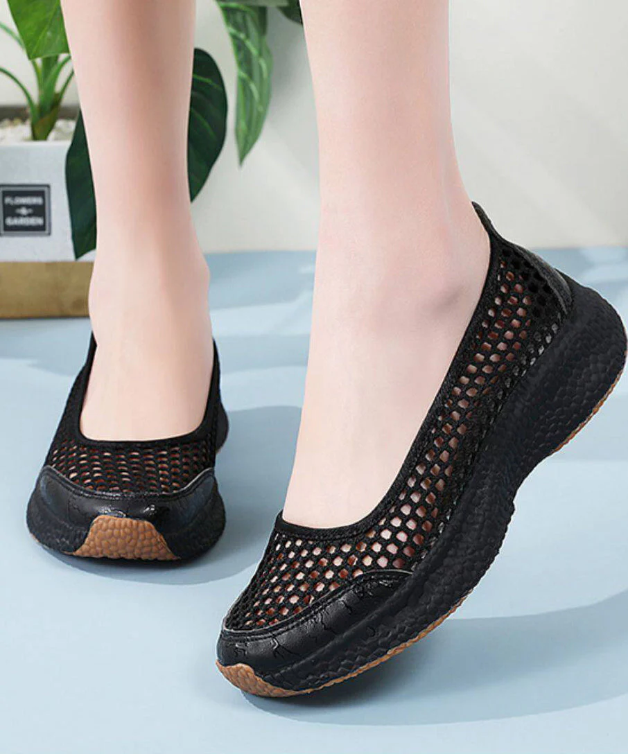 Knit Fabric Flat Shoes For Women Hollow Out Flat Shoes For Women - Image 3