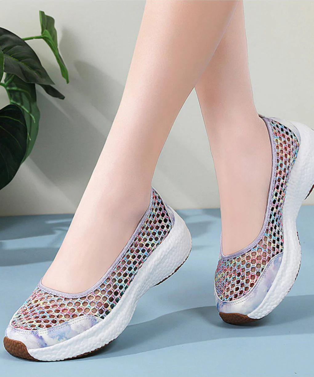 Knit Fabric Flat Shoes For Women Hollow Out Flat Shoes For Women - Image 4
