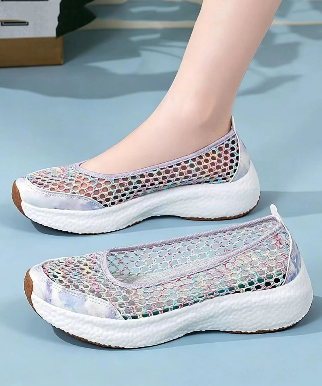 Knit Fabric Flat Shoes For Women Hollow Out Flat Shoes For Women - Image 5