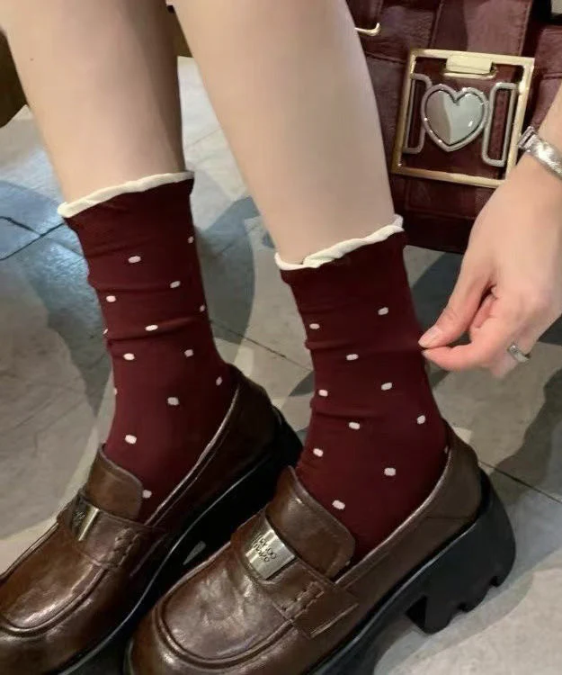 Korean Style Jacquard Pattern Cotton Mid Calf Socks