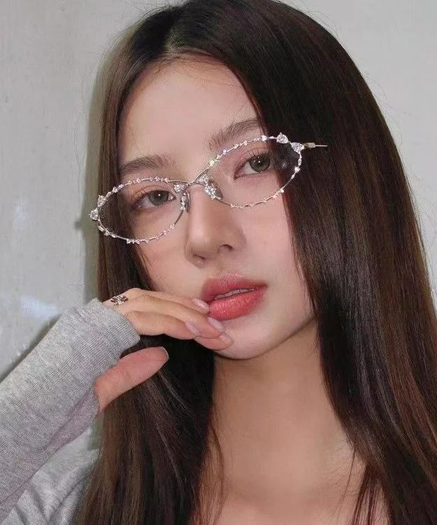 Korean Style Spicy Girl Zircon Metal Sunglasses - Image 4