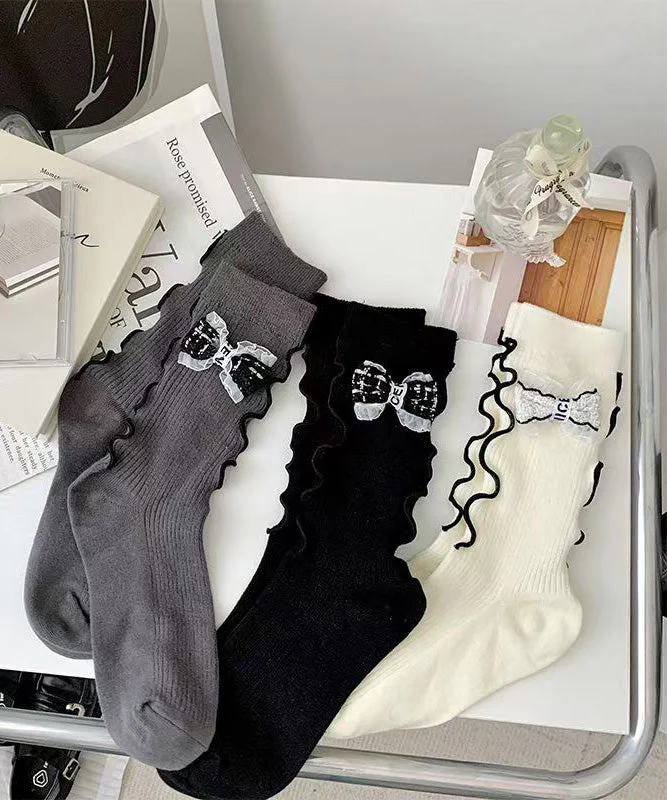 Korean Version Sweet Bow Versatile Mid Calf Socks - Image 5