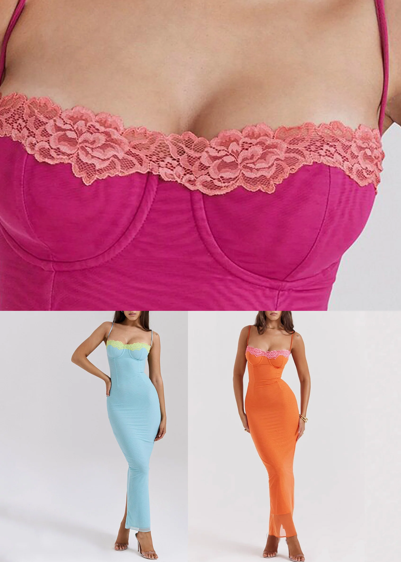 Lake Blue Tie Waist Solid Tulle Long Spaghetti Strap Dress Dresses Summer - Image 5