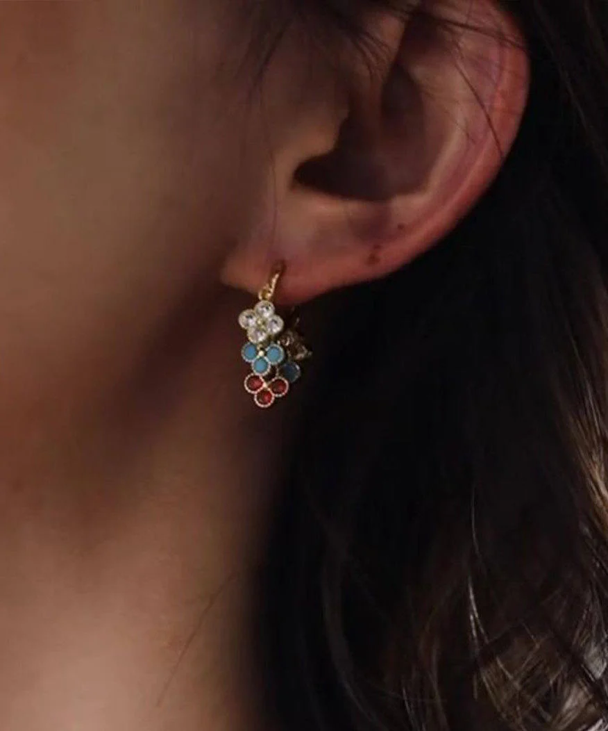 Light Luxury Colored Four Leaf Flower Earrings - Image 5