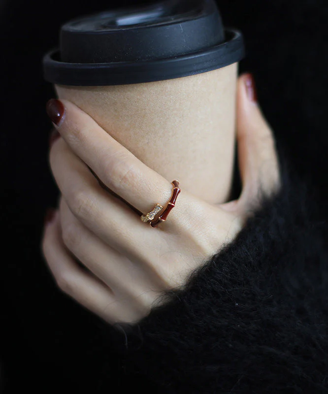 Light Luxury Exquisite Red Bamboo Zircon Rings - Image 2