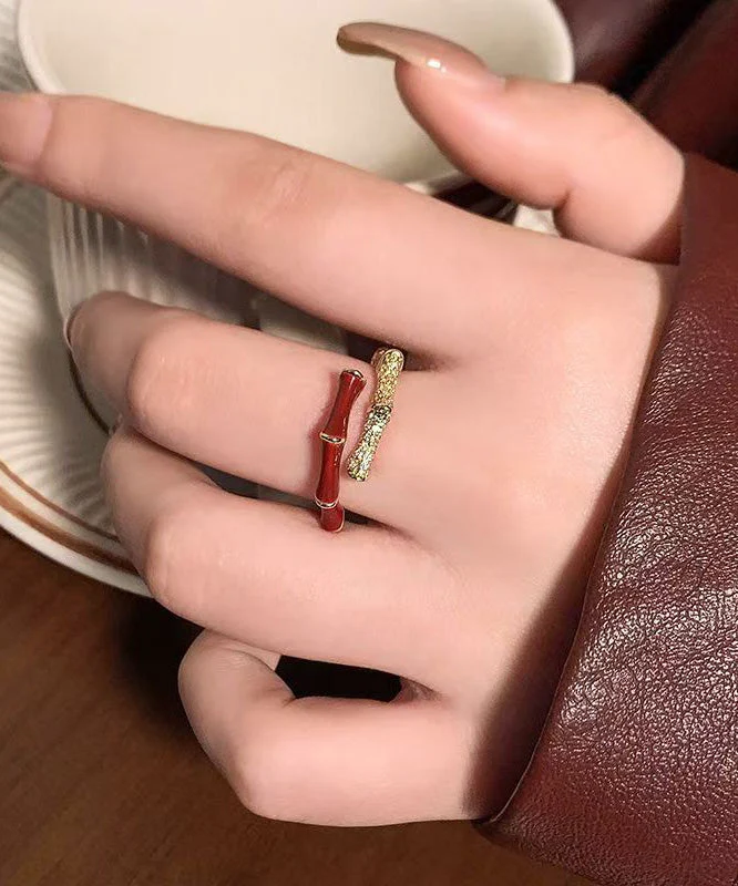 Light Luxury Exquisite Red Bamboo Zircon Rings - Image 3